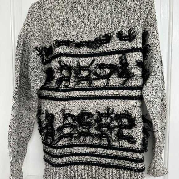Current/Elliott Sweater Sz S Women’s Wool Pullover Cashmere Blend Fringe Boho - Picture 4 of 4